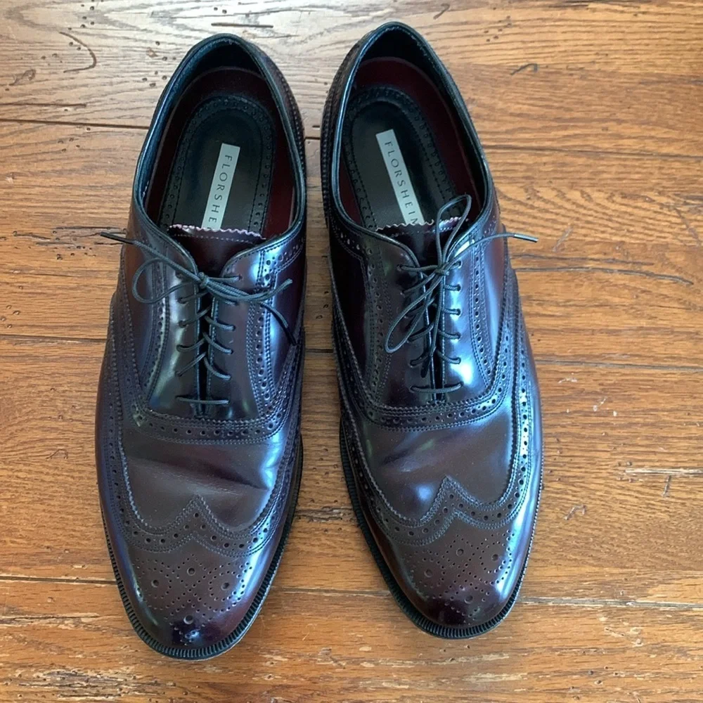 Florsheim Wingtip Oxford Lace-up Shoes Men’s Burgundy Leather Size 12 3E Width